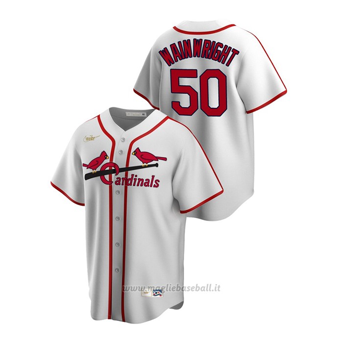 Maglia Baseball Uomo St. Louis Cardinals Adam Wainwright Cooperstown Collection Primera Bianco